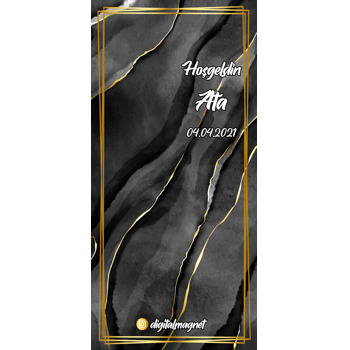 Siyah Mermer Fon ile Gold Çerçeve Temalı Hediyelik Kart