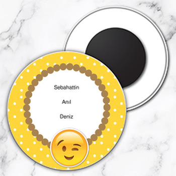 Smileys Temalı Daire Plastik Magnet