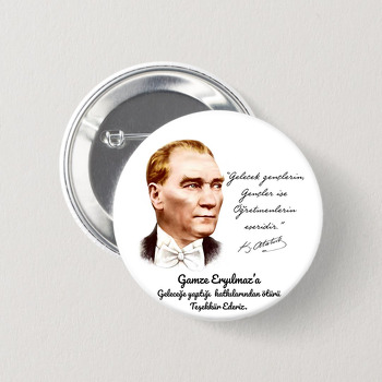Smokinli Atatürk Temalı İğneli Buton Rozet