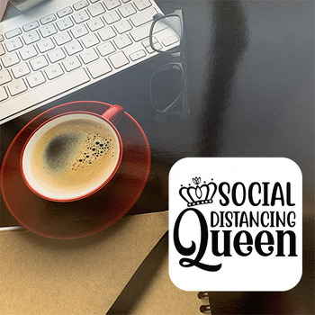 Social Distancing Temalı Yazılı Bardak Altlığı
