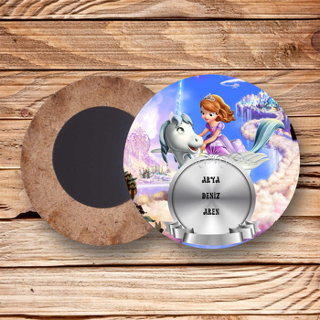 Sofia Temalı Ahşap Daire Magnet
