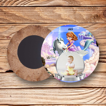 Sofia Temalı Resimli Ahşap Daire Magnet