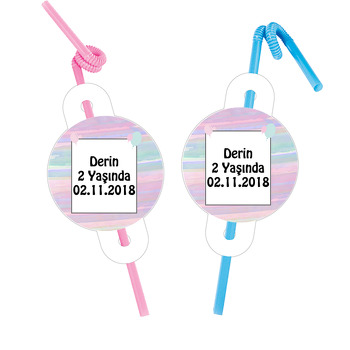 Soft Balon Temalı Pipet ve Kartı