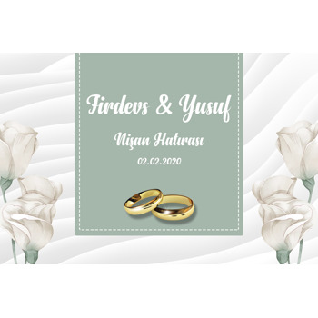 Soft Beyaz Gül Temalı Söz Nişan Nikah Magneti