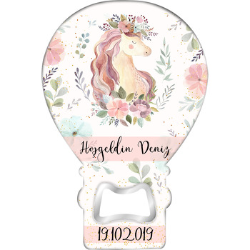 Soft Çiçekli Unicorn Temalı Balon Magnet Açacak