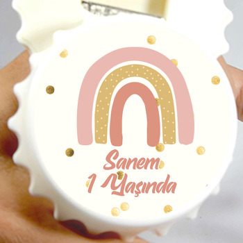 Soft Gökkuşağı ile Gold Puantiyeler Temalı Kapak Şekilli Magnet Açacak