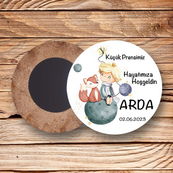 Soft Küçük Prens ile Tilki Temalı Daire Ahşap Magnet