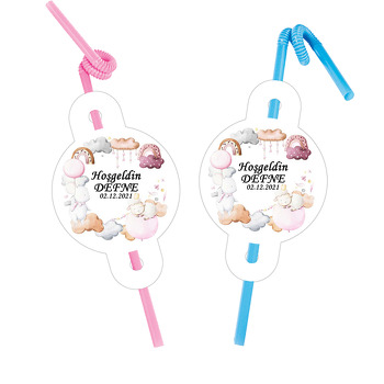 Soft Kuzu ile Balonlu Fare Temalı Pipet ve Kartı