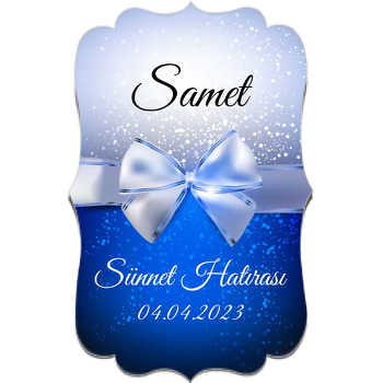 Soft Mavi Kurdele ile Işıltılı Fon Temalı Özel Kesim Magnet