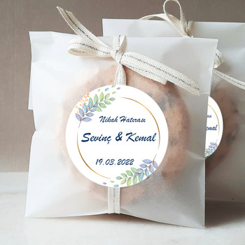 Soft Mor Yeşil Yapraklar ile Gold Çerçeve Temalı Sticker