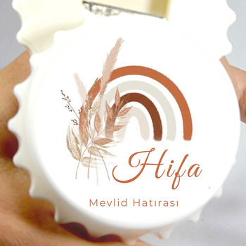 Soft Naturel Gökkuşağı ile Yaprak Temalı Kapak Şekilli Magnet Açacak