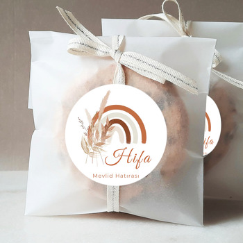 Soft Naturel Gökkuşağı ile Yaprak Temalı Sticker