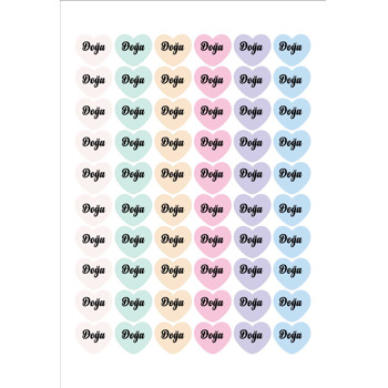 Soft Pastel Gökkuşağı Kalp Temalı Şekilli Sticker