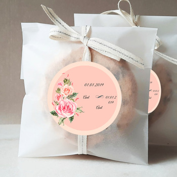 Soft Pembe Çiçek Temalı Söz Nişan Nikah Sticker