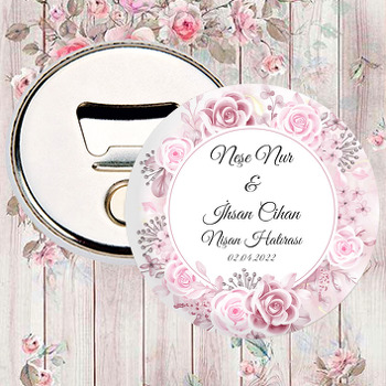 Soft Pembe Güller ile Daire Çerçeve Temalı Magnet Açacak