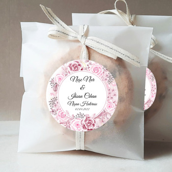 Soft Pembe Güller ile Daire Çerçeve Temalı Sticker