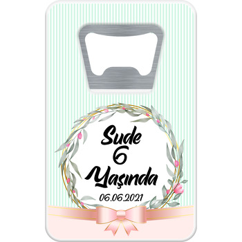 Soft Pembe Kurdele ile Yaprak Çerçeve Temalı Dikdörtgen Magnet Açacak