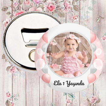 Soft Pembe ve Gümüş Balonlar Temalı Magnet Açacak