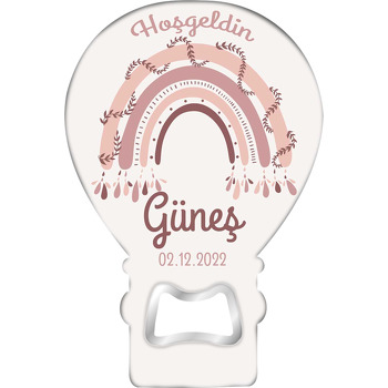 Soft Pembe Yapraklı Gökkuşağı Temalı Balon Magnet Açacak