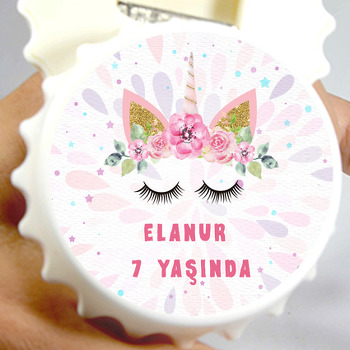 Soft Pink Unicorn Temalı Kapak Şekilli Magnet Açacak