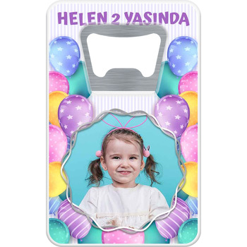 Soft Renkler ile Desenli Balonlar Temalı Resimli Dikdörtgen Magnet Açacak
