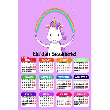 Soft Unicorn Gökkuşağı Temalı Takvim Magnet