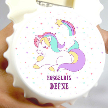 Soft Unicorn ile Yıldızlar Temalı Kapak Şekilli Magnet Açacak