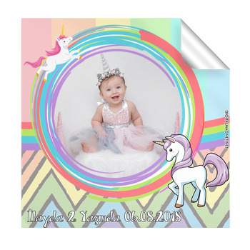 Soft Unicorn Temalı Kare Etiket