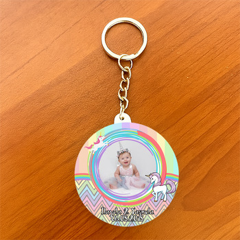 Soft Unicorn Temalı Resimli Daire Plastik Anahtarlık