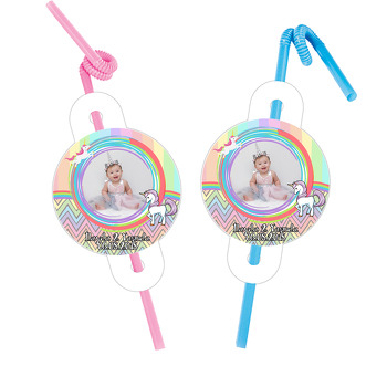 Soft Unicorn Temalı Resimli Pipet ve Kartı
