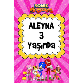 Sonic Boom Pembe Temalı Doğum Günü Afiş