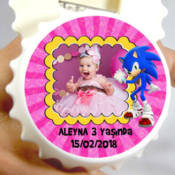 Sonic Boom Pembe Temalı Resimli Kapak Şekilli Magnet Açacak