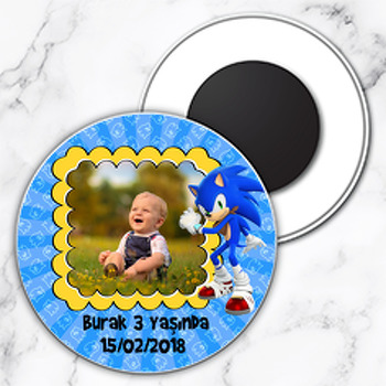Sonic Boom Temalı Resimli Daire Plastik Magnet