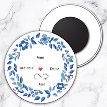 Sonsuz Aşk Temalı Söz Nişan Nikah Daire Plastik Magnet