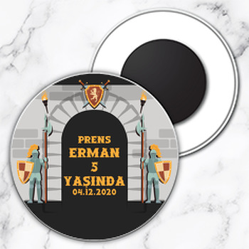 Şovalye Temalı Daire Plastik Magnet