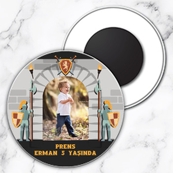 Şovalye Temalı Resimli Daire Plastik Magnet