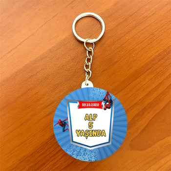 Spiderman Temalı Daire Plastik Anahtarlık