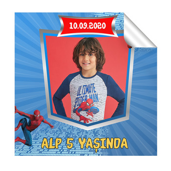 Spiderman Temalı  Kare Etiket