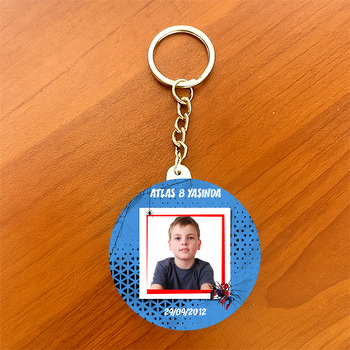 Spiderman Temalı Resimli Daire Plastik Anahtarlık
