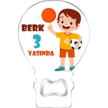 Sporcu Erkek Çocuk Temalı Balon Ahşap Magnet 