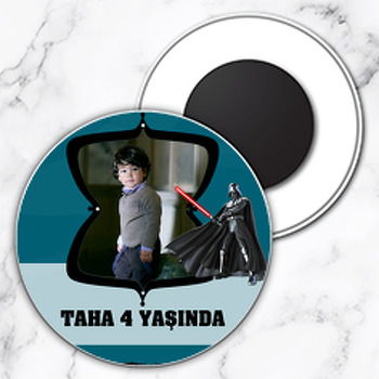Star Wars Temalı Resimli Daire Plastik Magnet