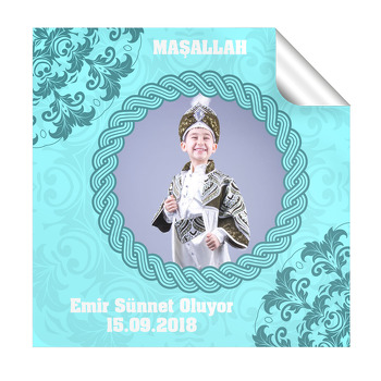 Su Mavisi Desen Sünnet  Kare Etiket