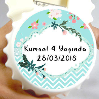 Su Yeşili ve Çiçek Temalı Kapak Şekilli Magnet Açacak