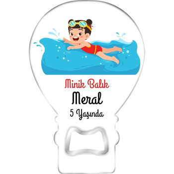 Suda Yüzücü Kız Çocuğu Temalı Balon Ahşap Magnet 