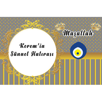 Sünnet Gold Gri Sünnet Temalı Doğum Günü Hediyelik Magnet
