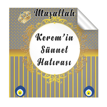 Sünnet Gold Gri Sünnet Temalı Kare Etiket