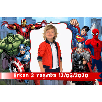 Süper Kahramanlar Temalı Doğum Günü Magnet