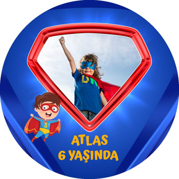 Süperman Mavi Fon Temalı Akrilik Daire Magnet