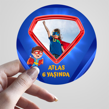 Süperman Mavi Fon Temalı Sticker