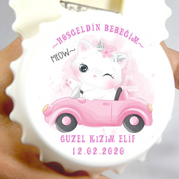 Süslü Kedi Temalı Kapak Şekilli Magnet Açacak